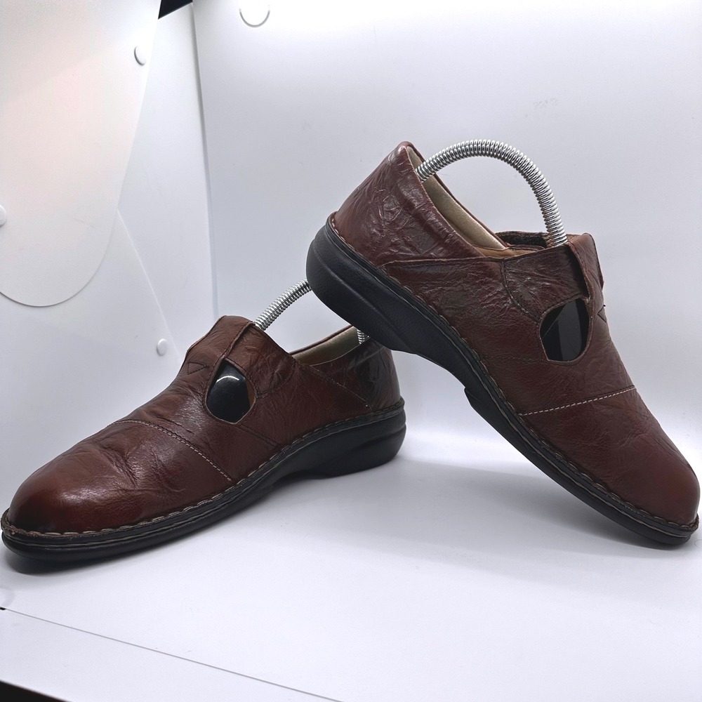 Finn Comfort Germany Leather Mary Jane Shoes Comfort Brown Womens Size 41/10 US